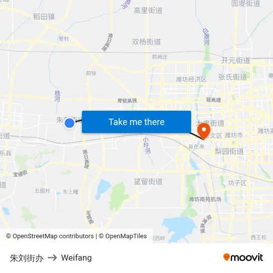 Zhuliu Street Office to Weifang map