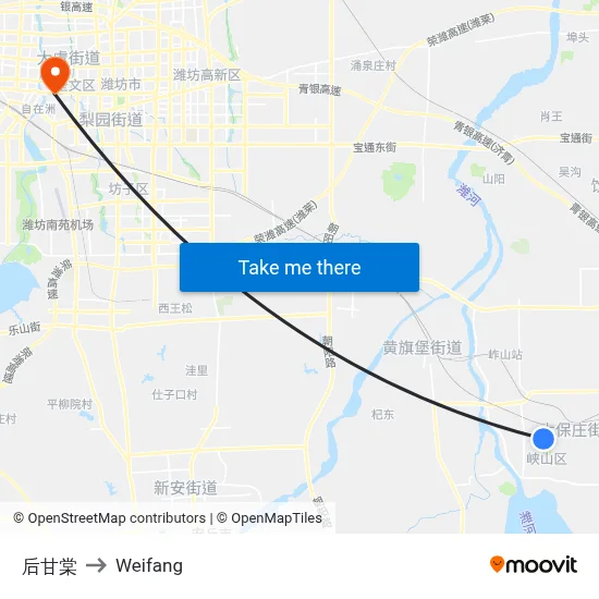 Rear Gantang to Weifang map