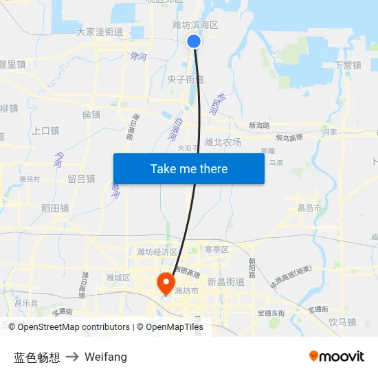 Blue Dream to Weifang map