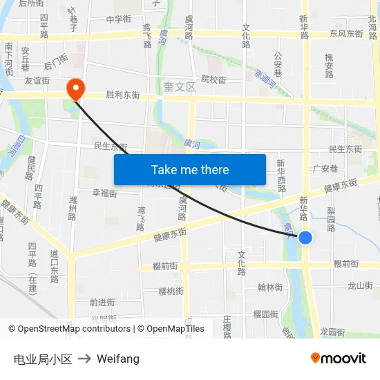 Power Bureau Community to Weifang map