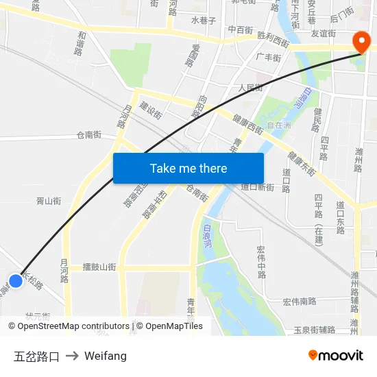Five-Way Intersection to Weifang map