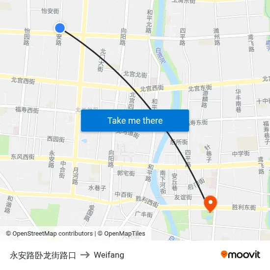 Yongan Road Wolong Street Junction to Weifang map