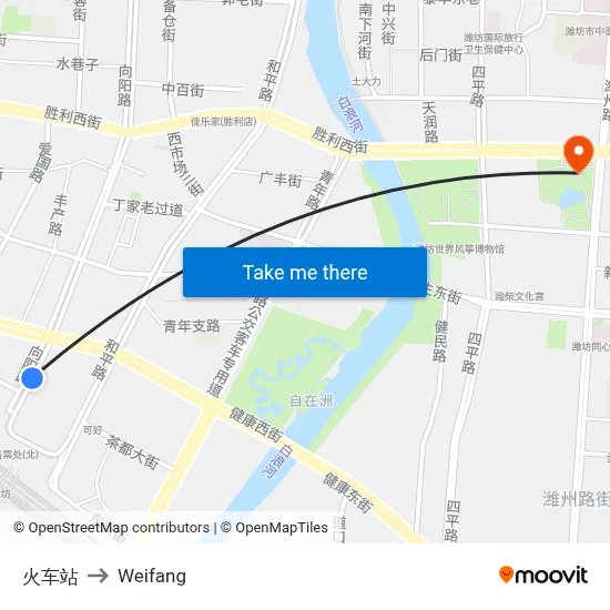 Train Station to Weifang map