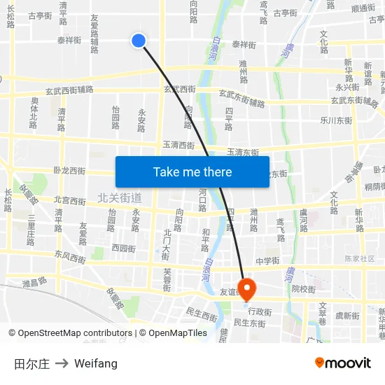 Tianerzhuang to Weifang map