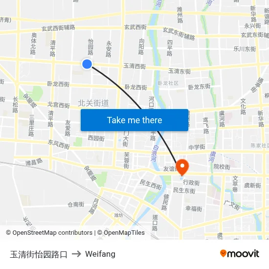 Yuqing Street Yiyuan Intersection to Weifang map