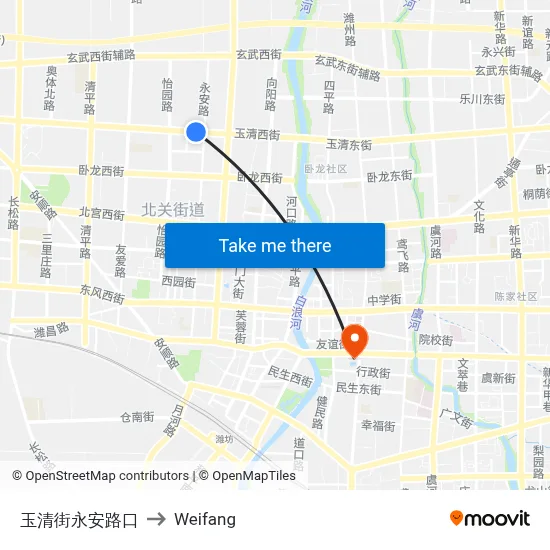 Yuqing Street & Yongan Road Intersection to Weifang map