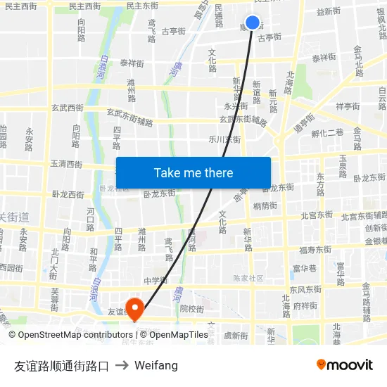 Youyi Road-Shuntong Street Intersection to Weifang map