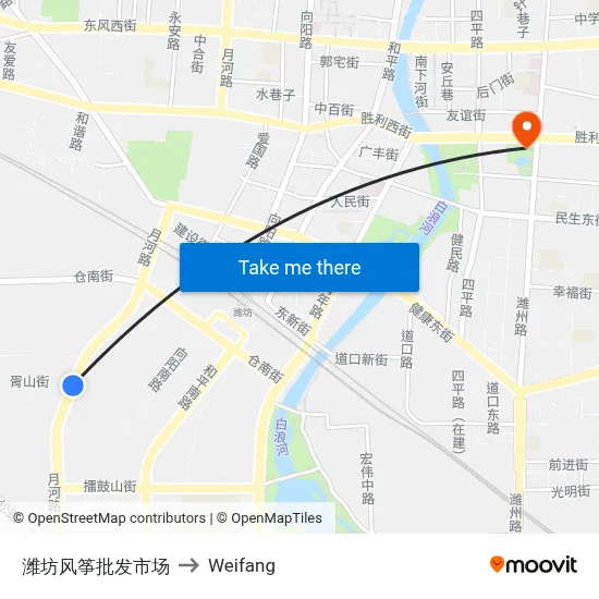Weifang Kite Wholesale Market to Weifang map