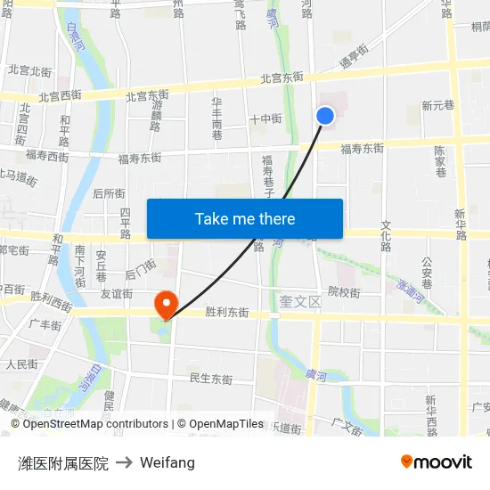 Weifang Affiliated Hospital to Weifang map