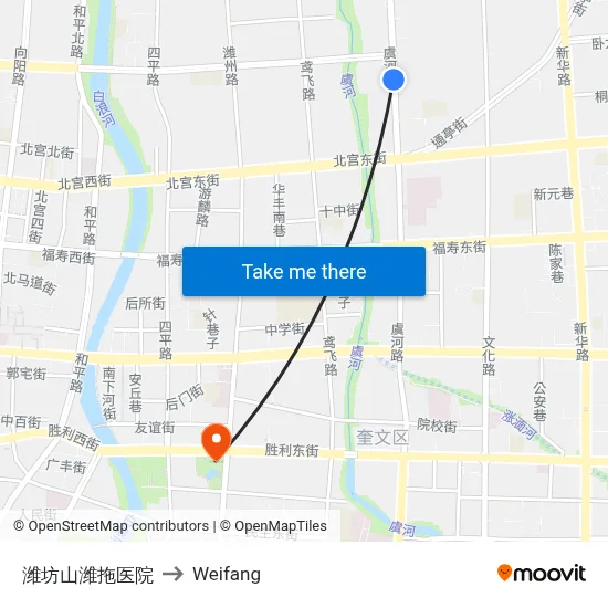 Weifang Shanwei Hospital to Weifang map