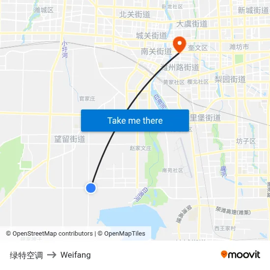 绿特空调 to Weifang map
