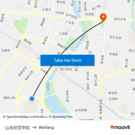 Shandong Economic Trade Institute to Weifang map