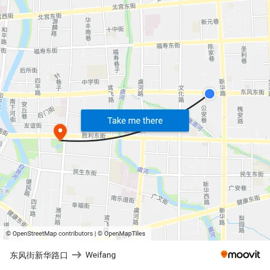 Dongfeng Street Xinhua Road Intersection to Weifang map