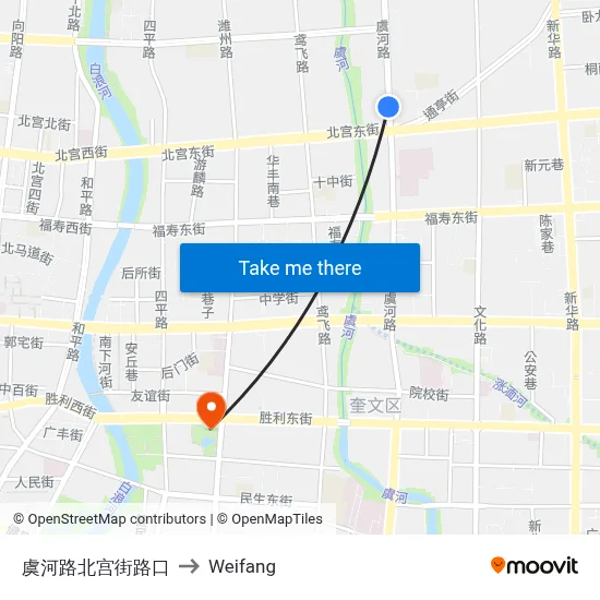 Yuhe Road & Beigong Street Intersection to Weifang map