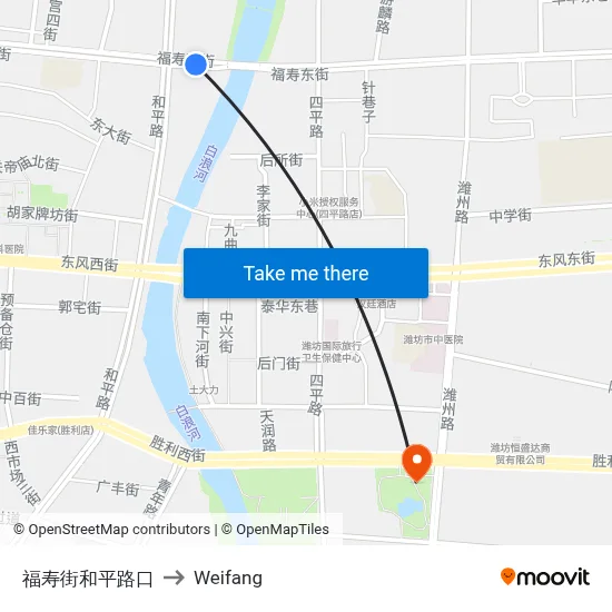 Fushou Street - Heping Road Junction to Weifang map