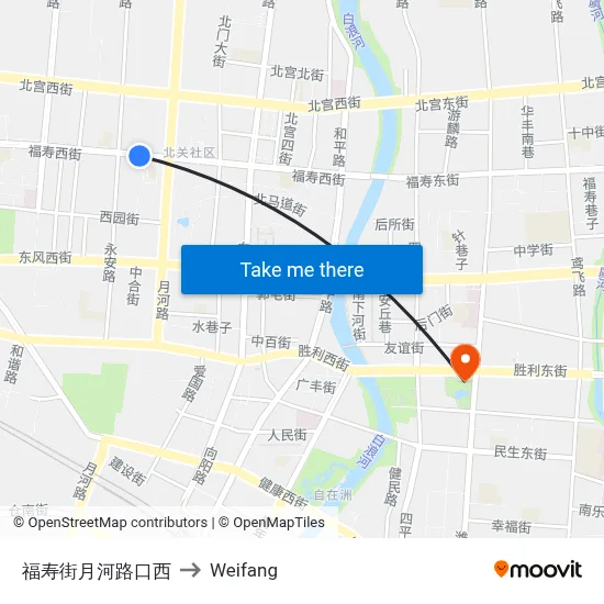 Fushou Street & Yuehe Road West Intersection to Weifang map