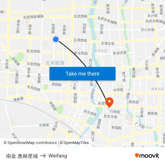 南金.奥林星城 to Weifang map