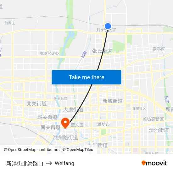 Xinpu Street Beihai Road Intersection to Weifang map