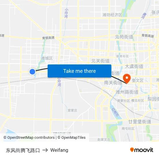 Dongfeng Street & Tengfei Road Intersection to Weifang map