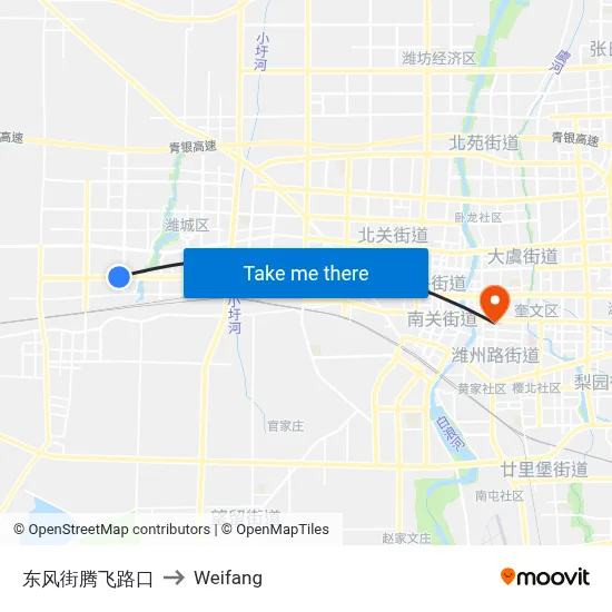 Dongfeng Street & Tengfei Road Intersection to Weifang map