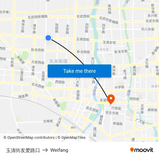Yuqing Street & Youai Road Intersection to Weifang map