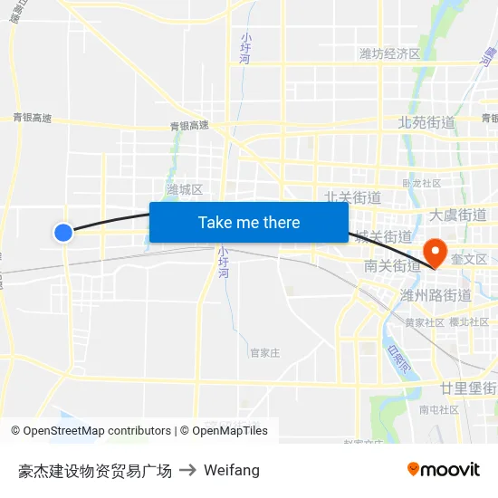 Haojie Construction Materials Trading Plaza to Weifang map