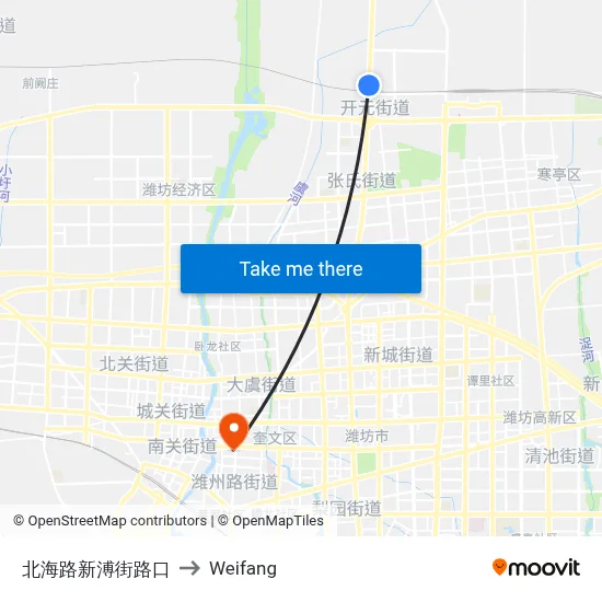 Beihai Rd-Xinpu St Junction to Weifang map