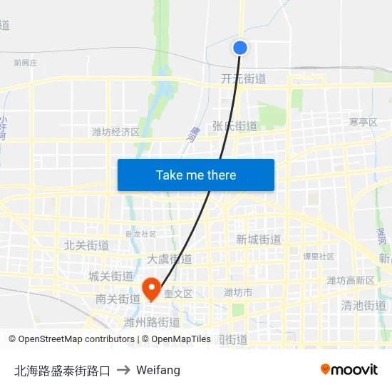 Beihai Road Shengtai Street Intersection to Weifang map