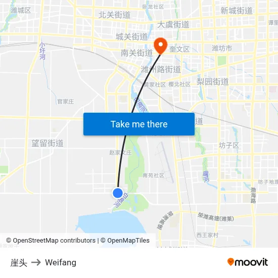 Cliff Head to Weifang map