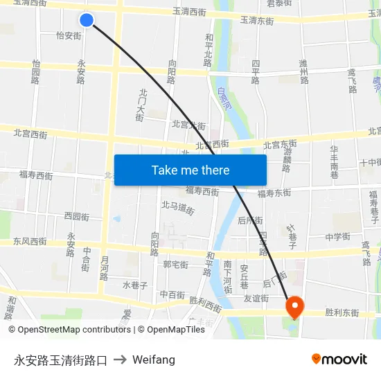 Yongan Road & Yuqing Street Intersection to Weifang map