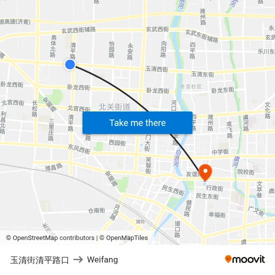 Yuqing Street & Qingping Road Intersection to Weifang map