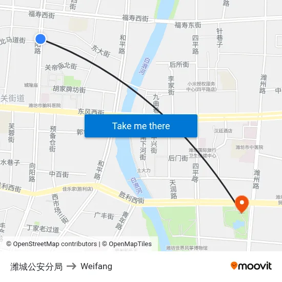 潍城公安分局 to Weifang map