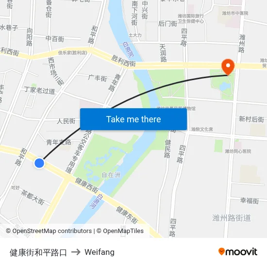 Health Street-Peace Road Intersection to Weifang map