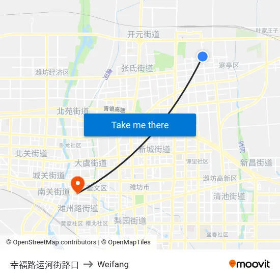 Xingfu Road - Yunhe Street Intersection to Weifang map