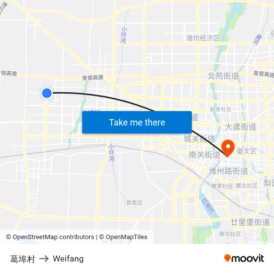 Gebu Village to Weifang map