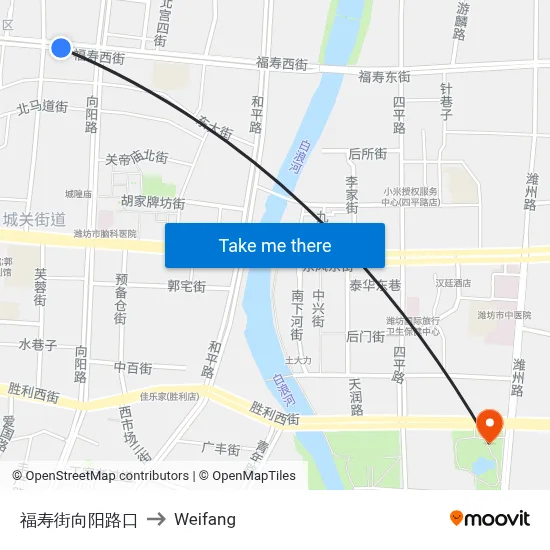 Fushou Street Xiangyang Road Junction to Weifang map