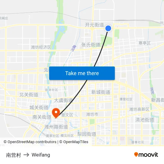 Nan Ying Village to Weifang map