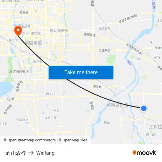 Ganshan Agricultural Bank to Weifang map
