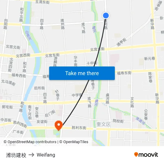 Weifang Construction School to Weifang map
