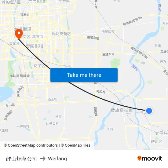 Yanshan Tobacco Company to Weifang map