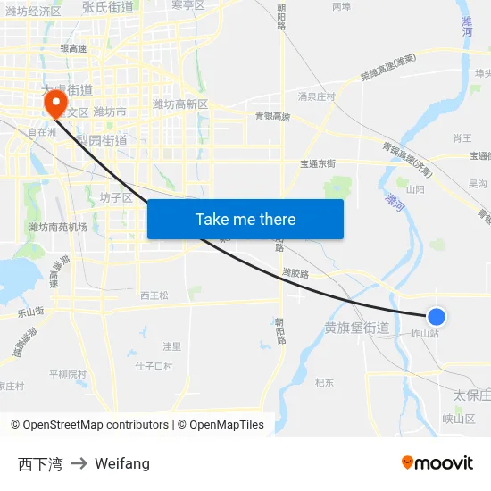 Xiziawan to Weifang map