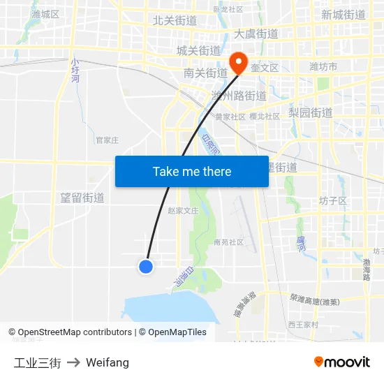 Industrial Third Street to Weifang map