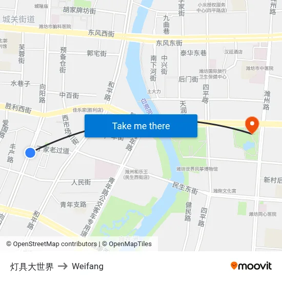 Lighting World to Weifang map