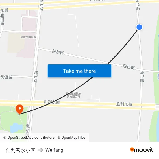 Jiali Xiushui Community to Weifang map