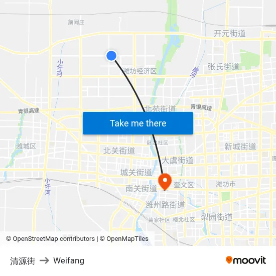 清源街 to Weifang map