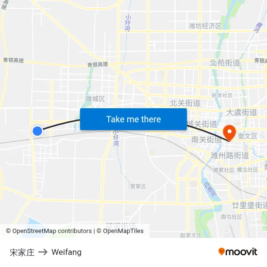 Songjia Village to Weifang map