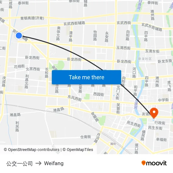 Public Transit Company 1 to Weifang map