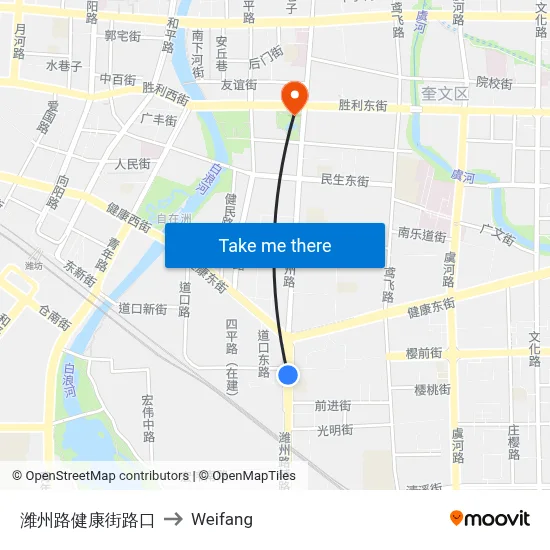 潍州路健康街路口 to Weifang map