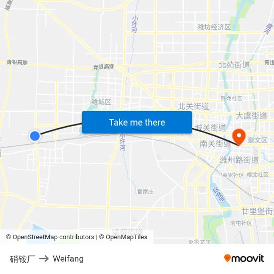 Ammonium Nitrate Factory to Weifang map