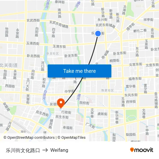 Lechuan St & Culture Rd Intersection to Weifang map
